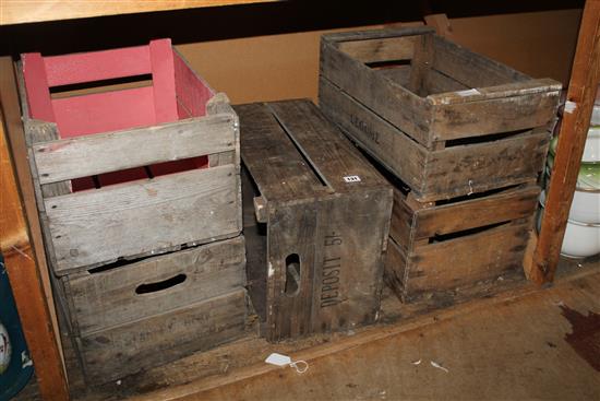 5 wooden boxes